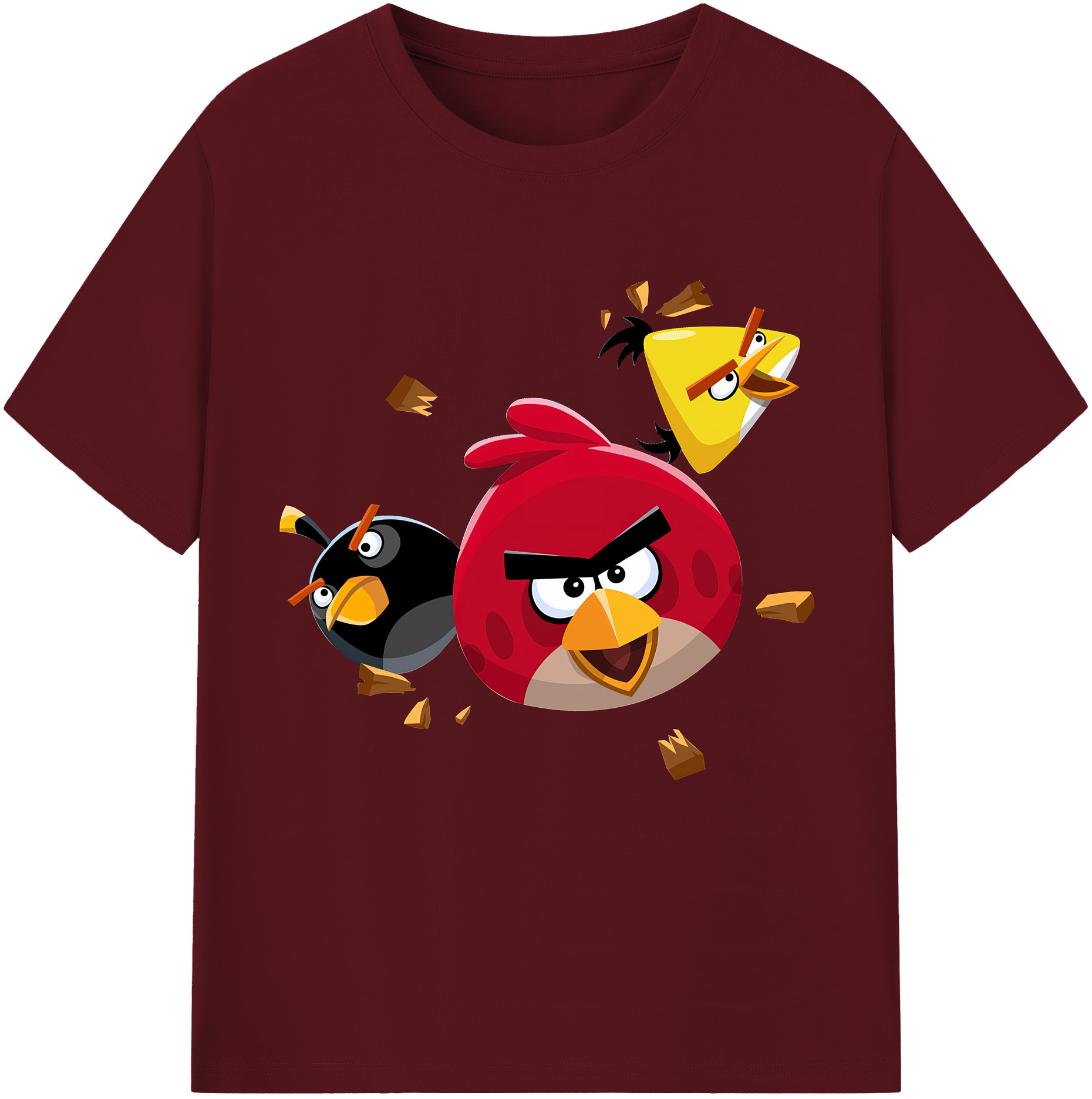 （画像用） Angry Birds アングリーバード 綿100％半袖Tシャツ（フロントプリント）